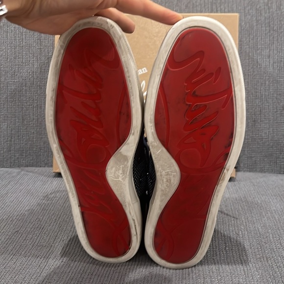 MEN CHRISTIAN LOUBOUTIN Louis Orlato suede and mesh high-top trainers